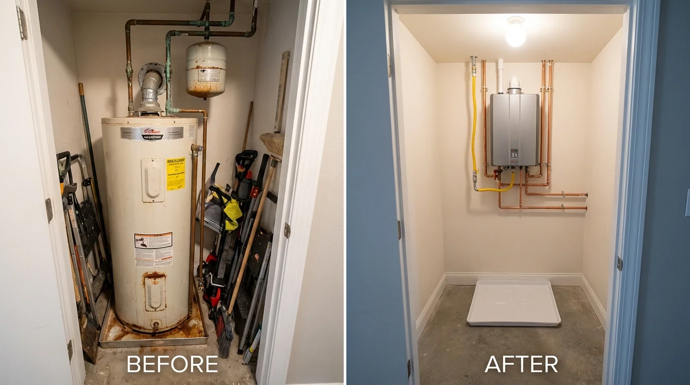 Tank water heater versus wall-mounted tankless unit comparison for Marion, SC homeowners