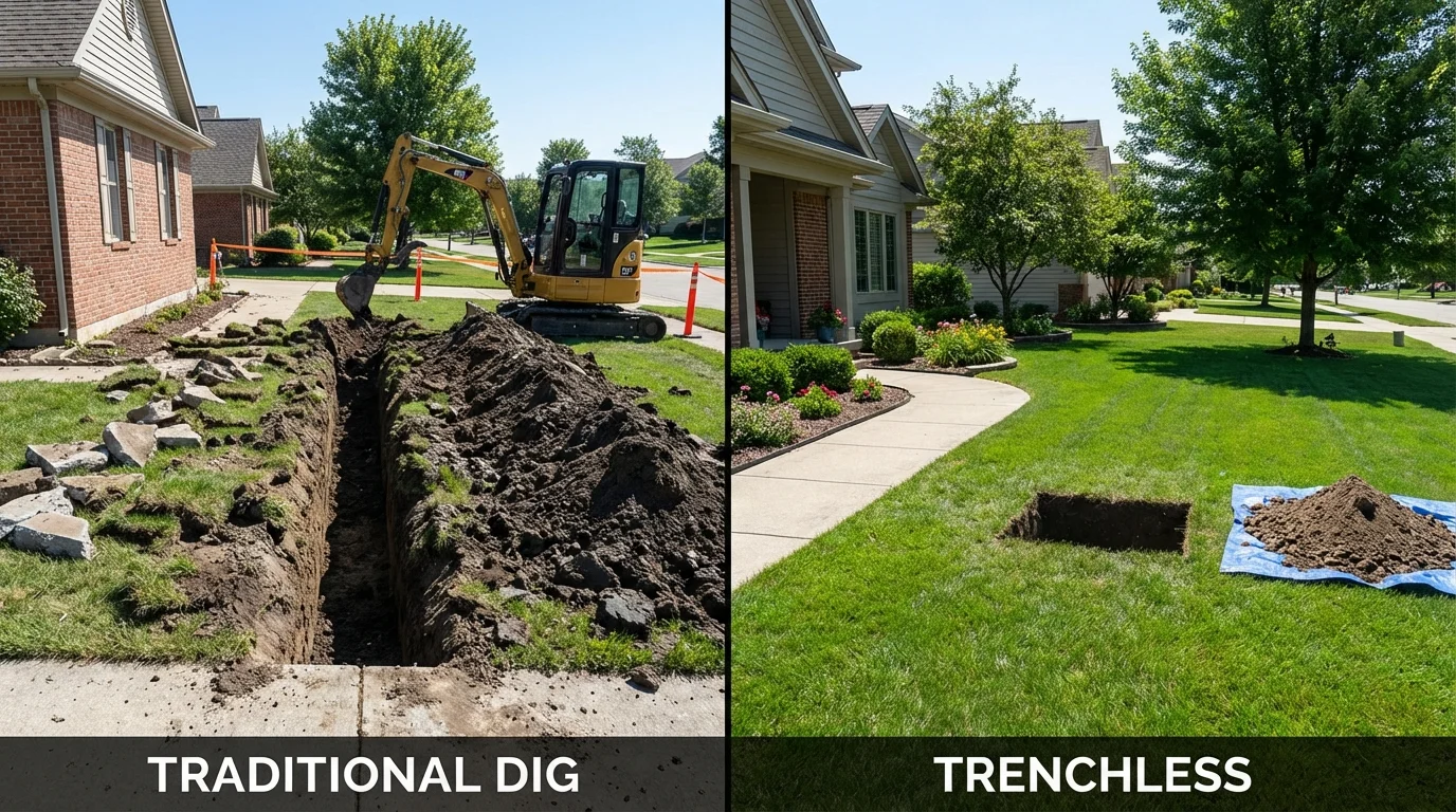 Trenchless sewer repair with minimal yard damage versus traditional excavation in Marion, SC